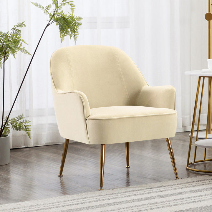 🎁 Contemporary Upholstered Comfy Armchair with Gold-Plated Feet (100% off)
