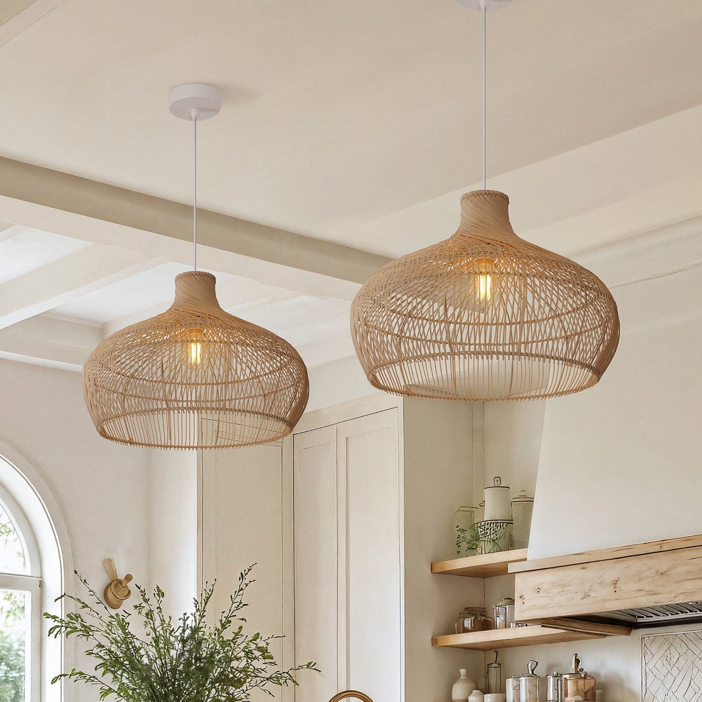 Lightsin Handwoven Gourd Shaped Rattan Pendant Light Lightsin UK 2 Units 