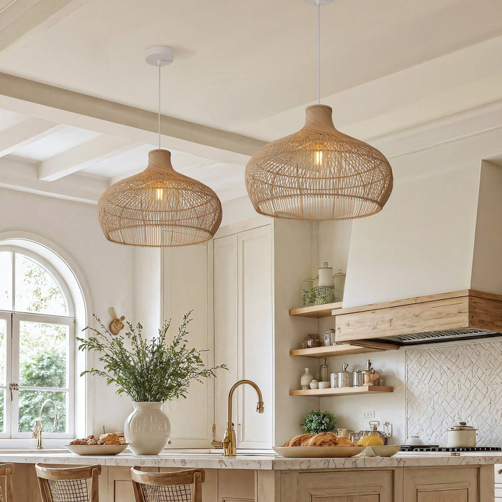 Lightsin Handwoven Gourd Shaped Rattan Pendant Light Lightsin UK 