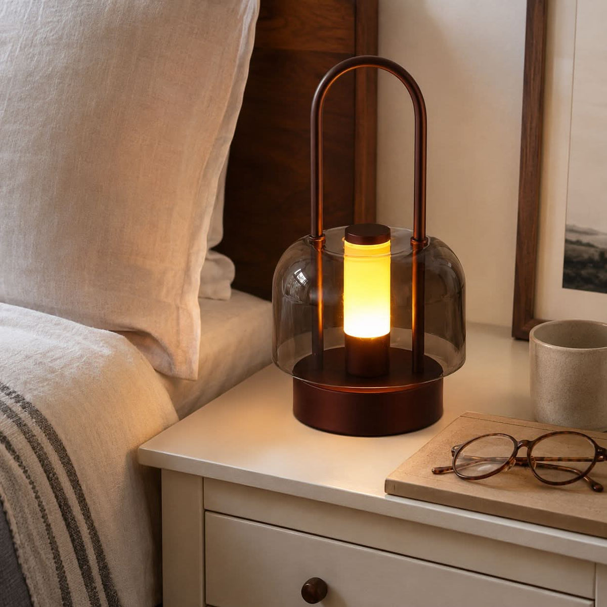 portable lantern-style ambient table lamp shown as a clean product view