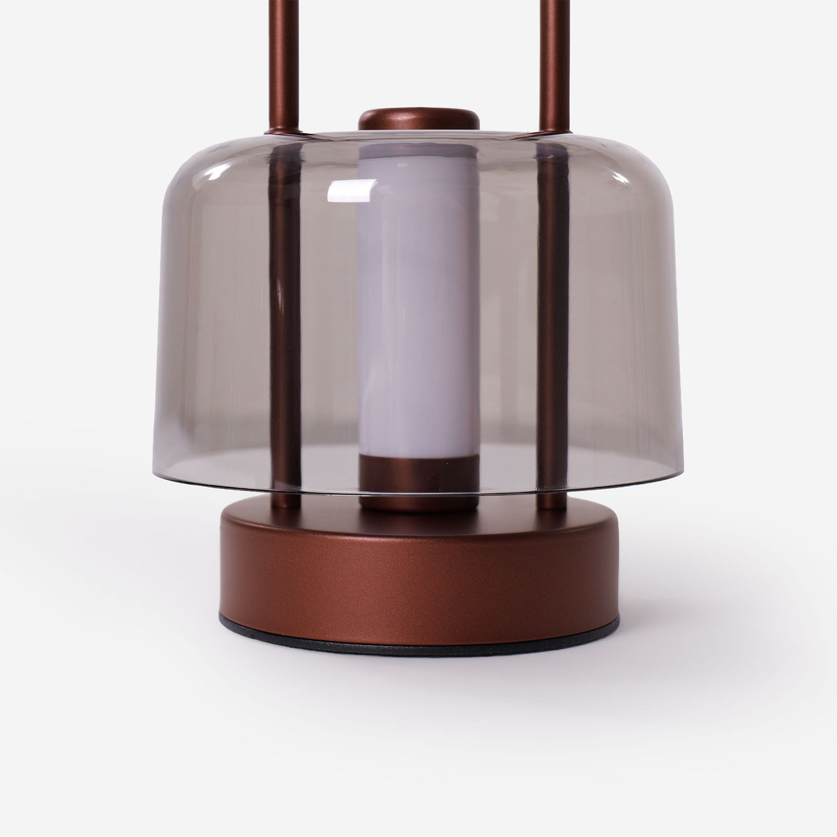 portable lantern-style ambient table lamp with a warm diffused glow