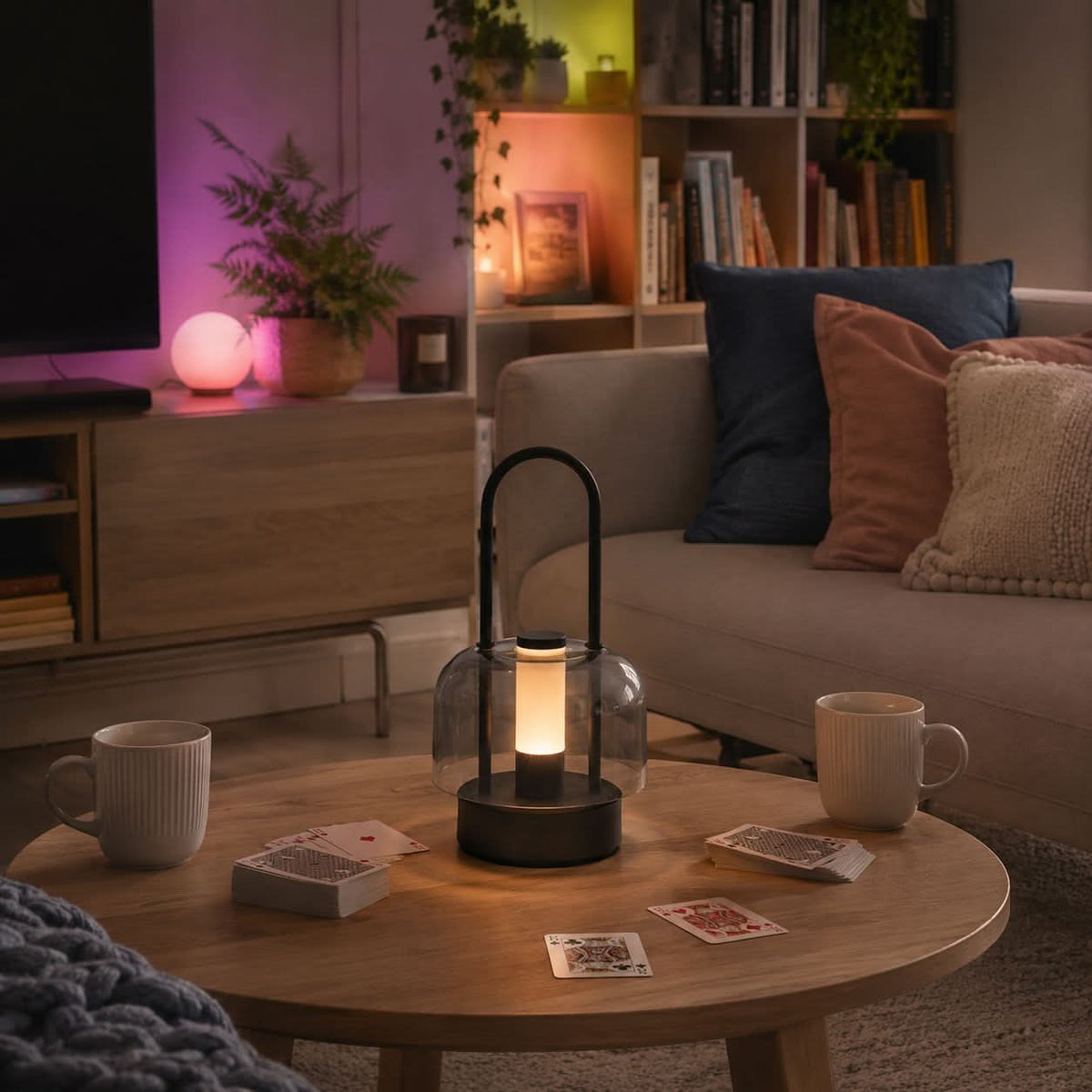 portable lantern-style ambient table lamp shown as a clean product view