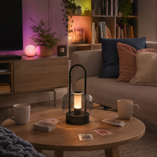 portable lantern-style ambient table lamp shown as a clean product view