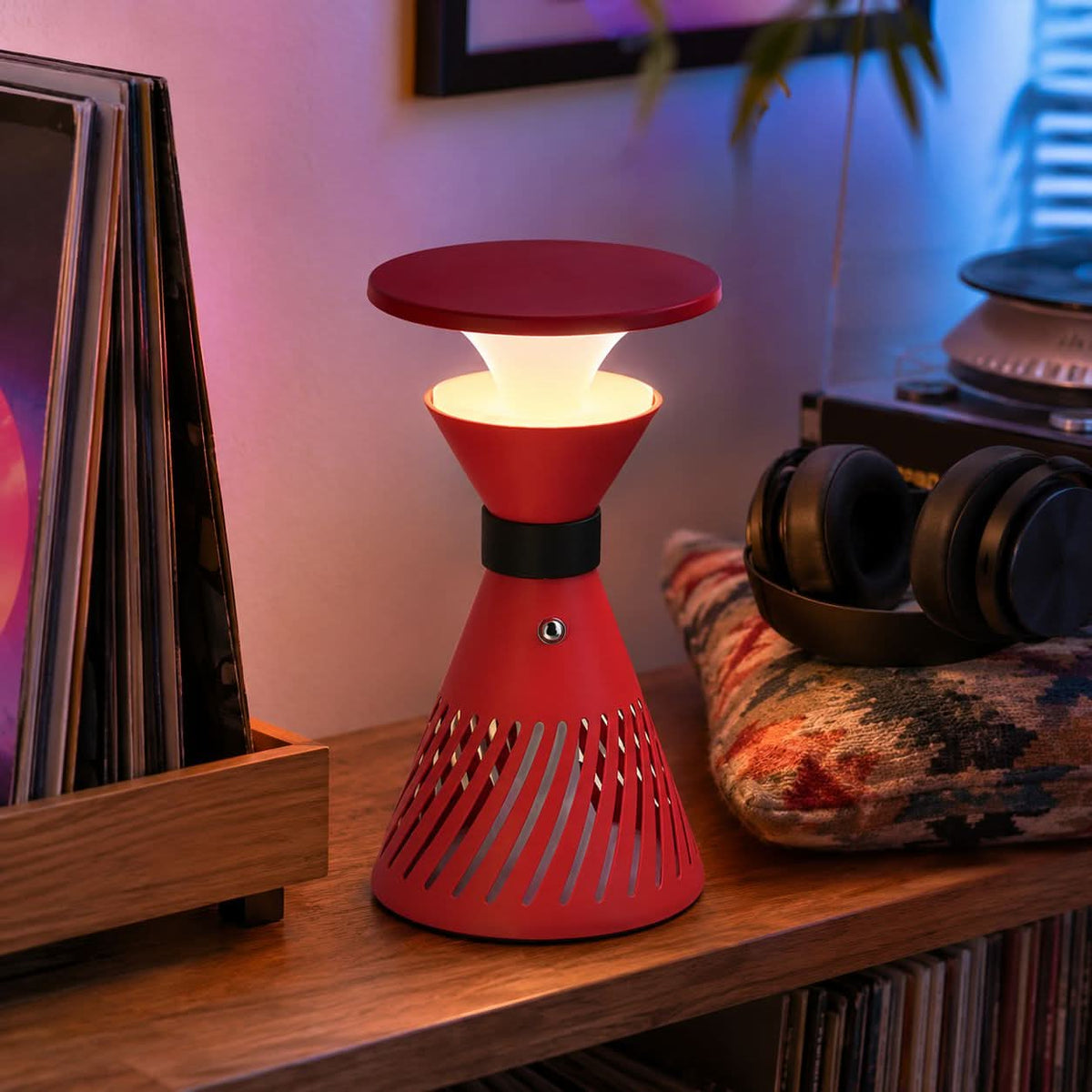 retro funnel cordless table lamp shown as a clean product view