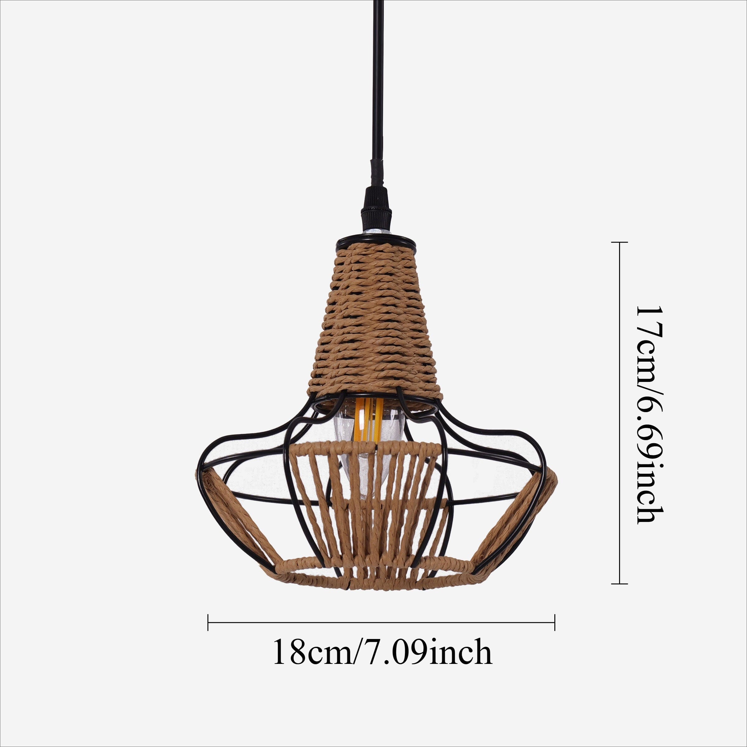 Rustic Dining Room Woven Rattan Paper Rope Iron Chandelier for Kitchen Aisle Reading Corner Living and Home