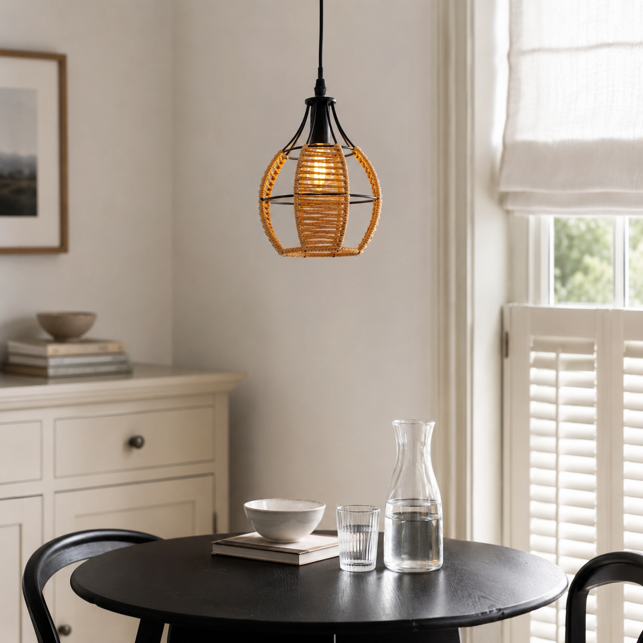 Woven Paper Rope Pendant Light for Cozy Elegance and Timeless Charm