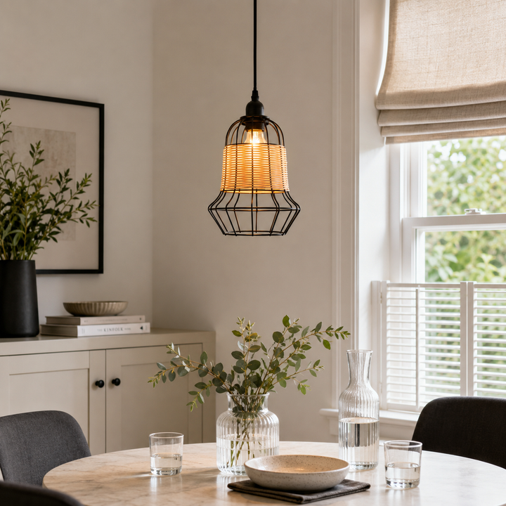 🎁 Glyph-Basket-Inspired Bar Pendant Light Natural Rattan Pendant Lighting (100% off)