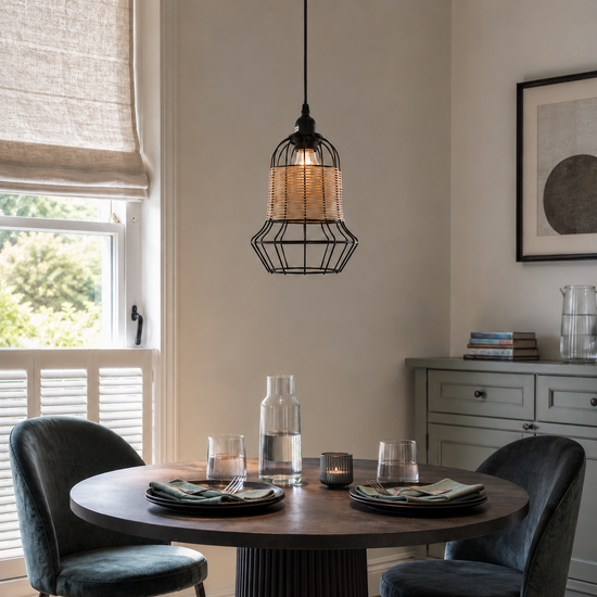 Glyph-Basket-Inspired Bar Pendant Light Natural Rattan Pendant Lighting