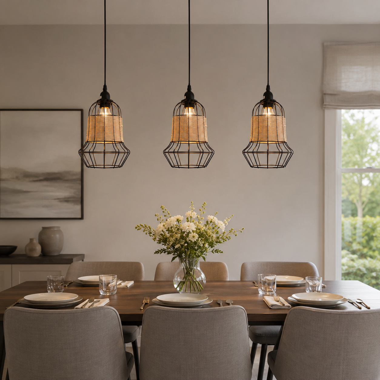 🎁 Glyph-Basket-Inspired Bar Pendant Light Natural Rattan Pendant Lighting (100% off)