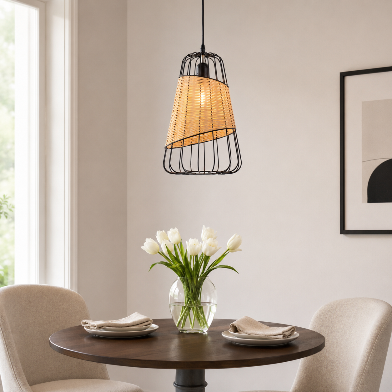 🎁 Glyph-Lantern-Inspired Rattan Ceiling Light for Cozy Natural Elegance (100% off)