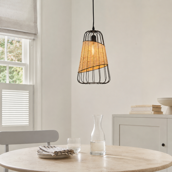 Glyph-Lantern-Inspired Rattan Ceiling Light for Cozy Natural Elegance