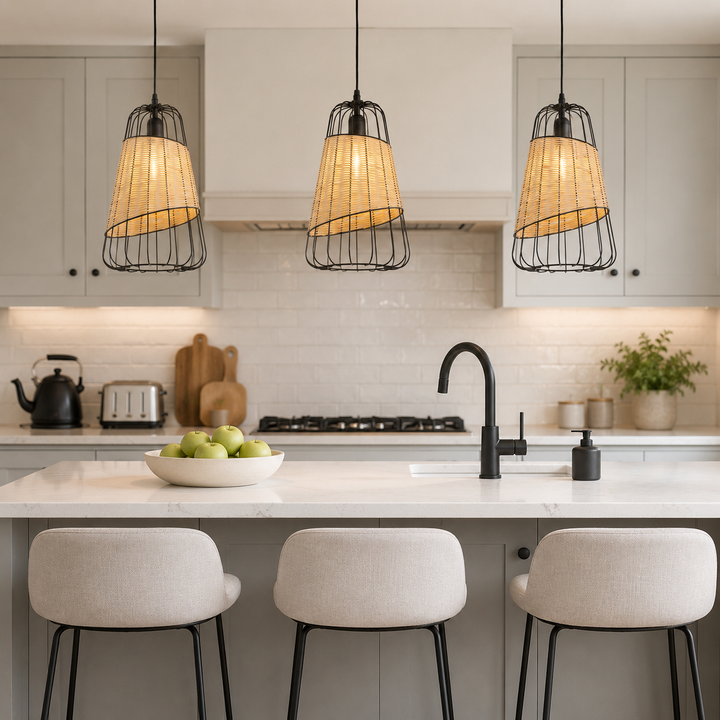 Glyph-Lantern-Inspired Rattan Ceiling Light for Cozy Natural Elegance