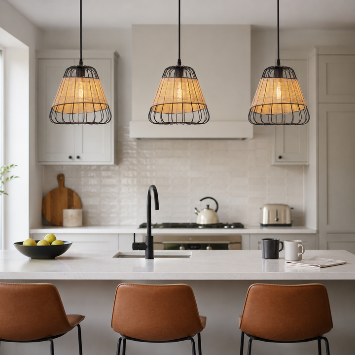 🎁 Glyph-Bell-Shaped Rattan Pendant Light for Timeless Rustic Elegance (100% off)
