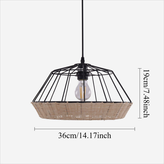 Rustic Dining Room Woven Rattan Paper Rope Iron Chandelier for Kitchen Aisle Reading Corner Living and Home
