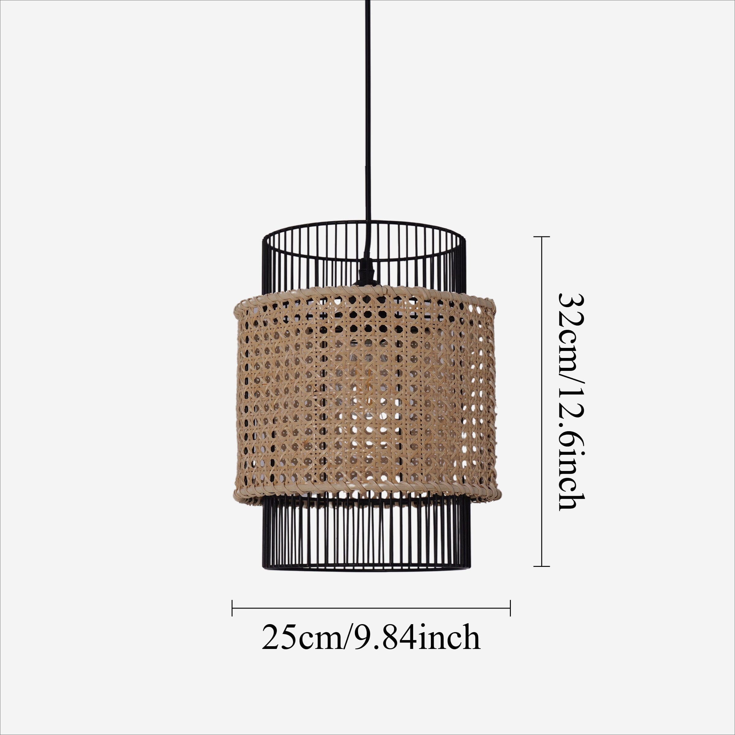 Lightsin Elegant Black Frame with Handwoven Rattan Pendant Light Lightsin UK 