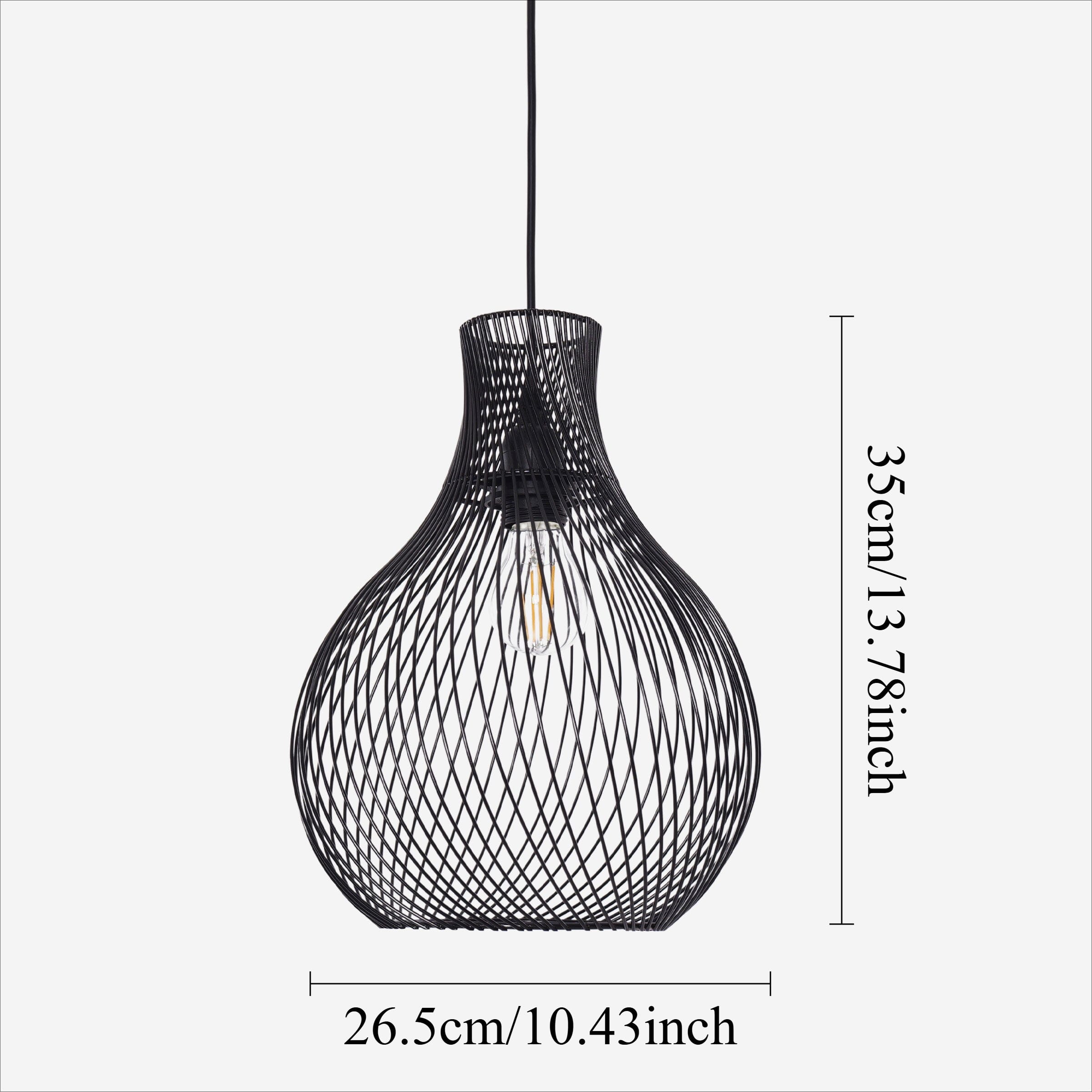 Lightsin Minimalist Black Wire Cage Pendant Light for Home Decor Lightsin UK 
