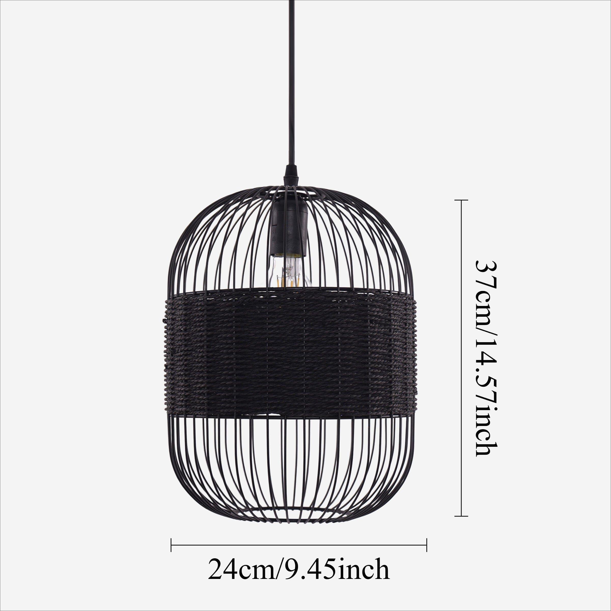 Lightsin Black Handcrafted Pendant Light Industrial Rattan Design for Home D¨¦cor Lightsin UK 