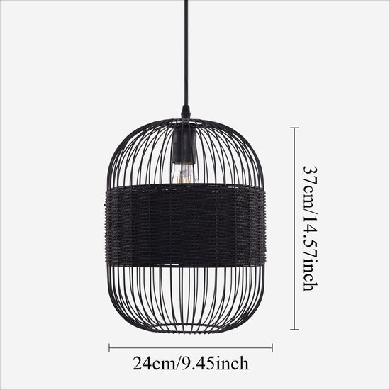 Lightsin Black Handcrafted Pendant Light Industrial Rattan Design for Home D¨¦cor Lightsin UK 