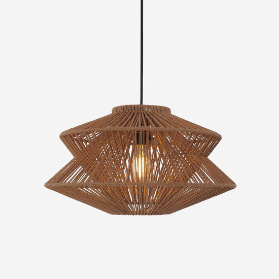 Lightsin Khaki Handwoven Paper Rope Pendant Light with Iron Frame Lightsin UK 