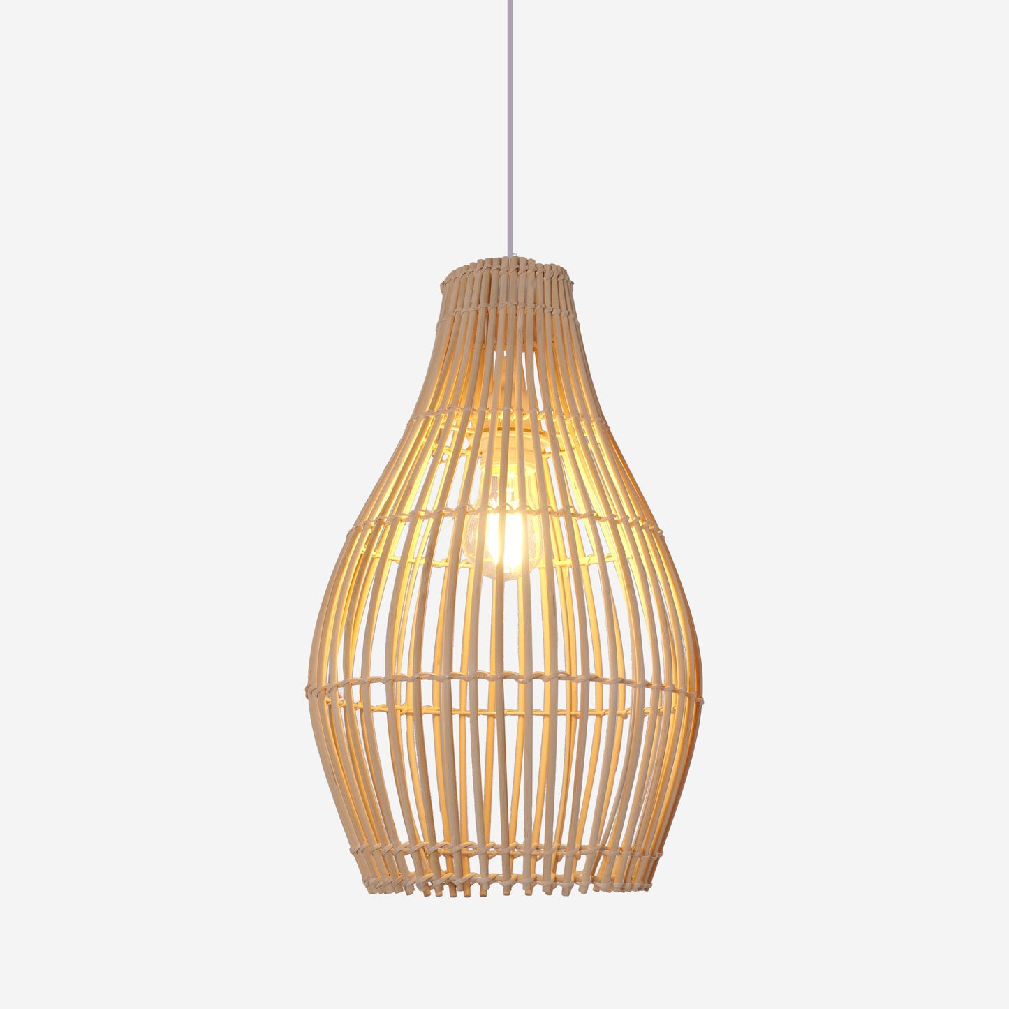 Lightsin Natural Rattan and Bamboo Pendant Light with Iron Frame Living and Home 