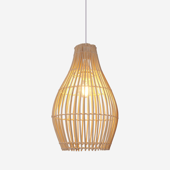 Lightsin Natural Rattan and Bamboo Pendant Light with Iron Frame Living and Home 