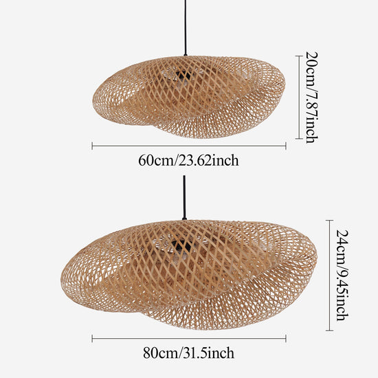 60cm and 80cm bamboo pendant light size comparison diagram