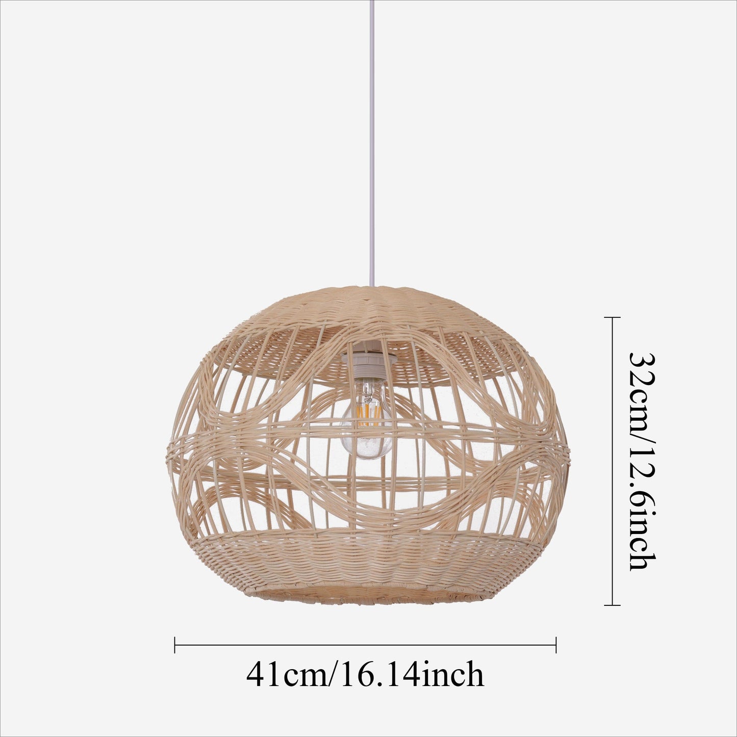 Lightsin Sustainable Handwoven Spherical Rattan Pendant Light with Wave Details Lightsin UK 