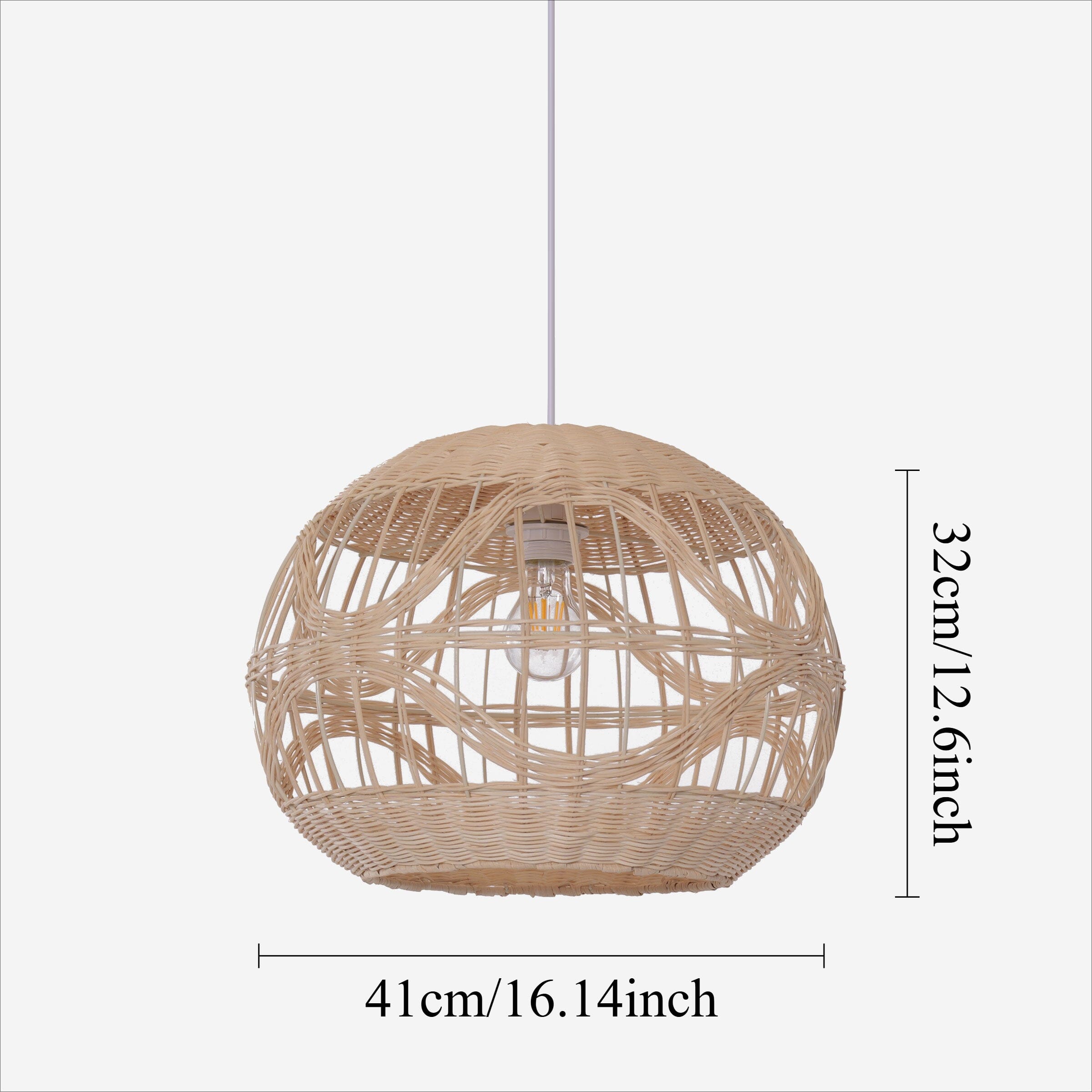 Lightsin Sustainable Handwoven Spherical Rattan Pendant Light with Wave Details Lightsin UK 