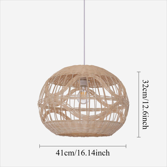 Lightsin Sustainable Handwoven Spherical Rattan Pendant Light with Wave Details Lightsin UK 