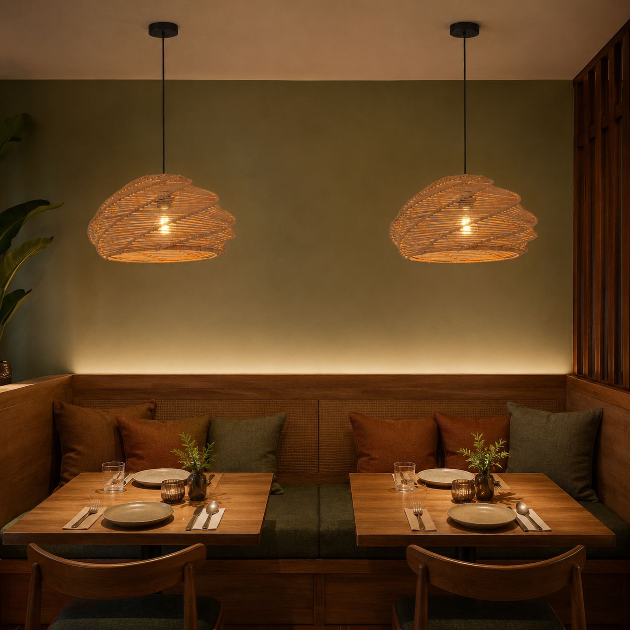 Lightsin Spiral Woven Rattan Pendant Light for Kitchen Island & Dining Room Lightsin UK 