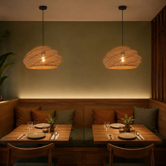 Lightsin Spiral Woven Rattan Pendant Light for Kitchen Island & Dining Room Lightsin UK 