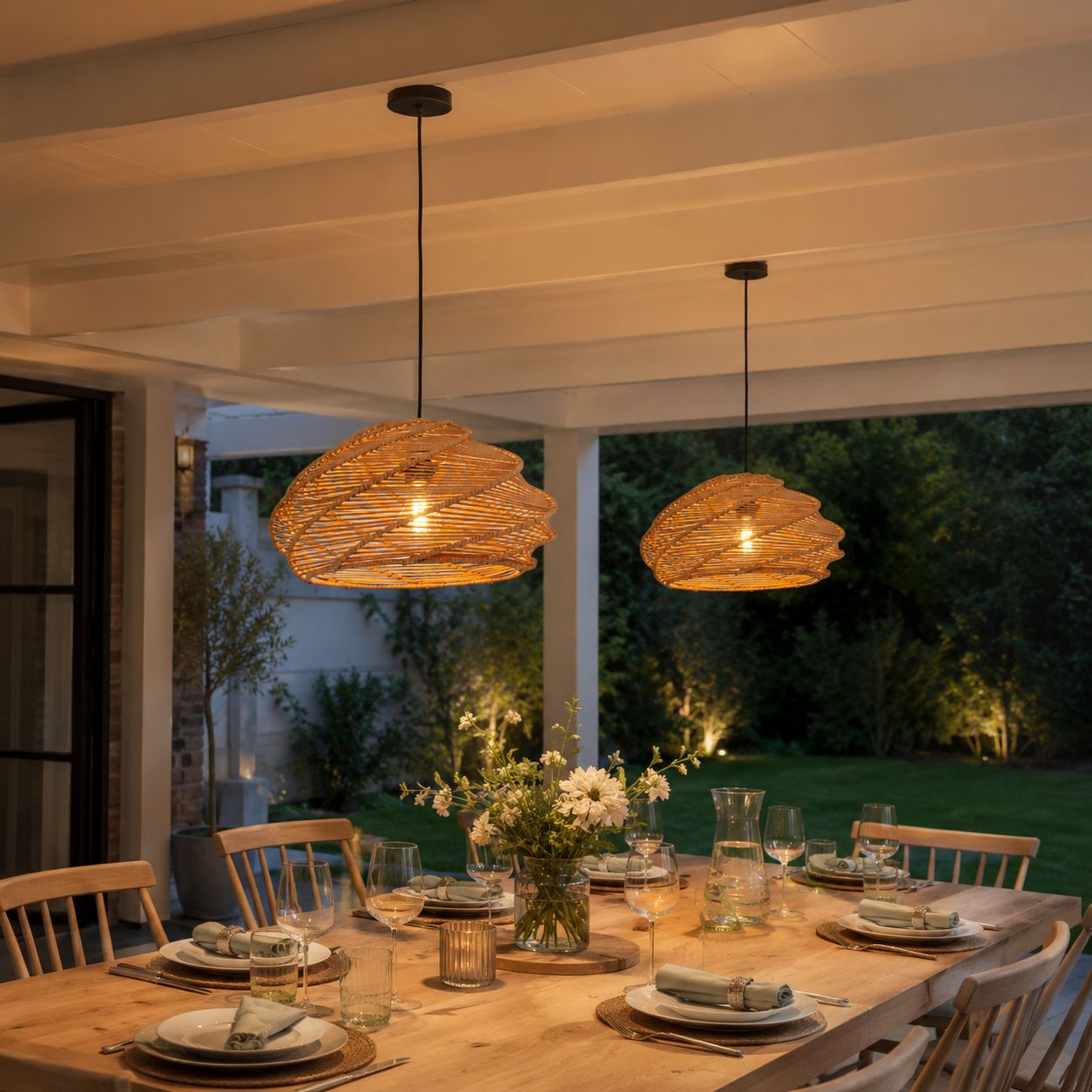 Lightsin Spiral Woven Rattan Pendant Light for Kitchen Island & Dining Room Lightsin UK 