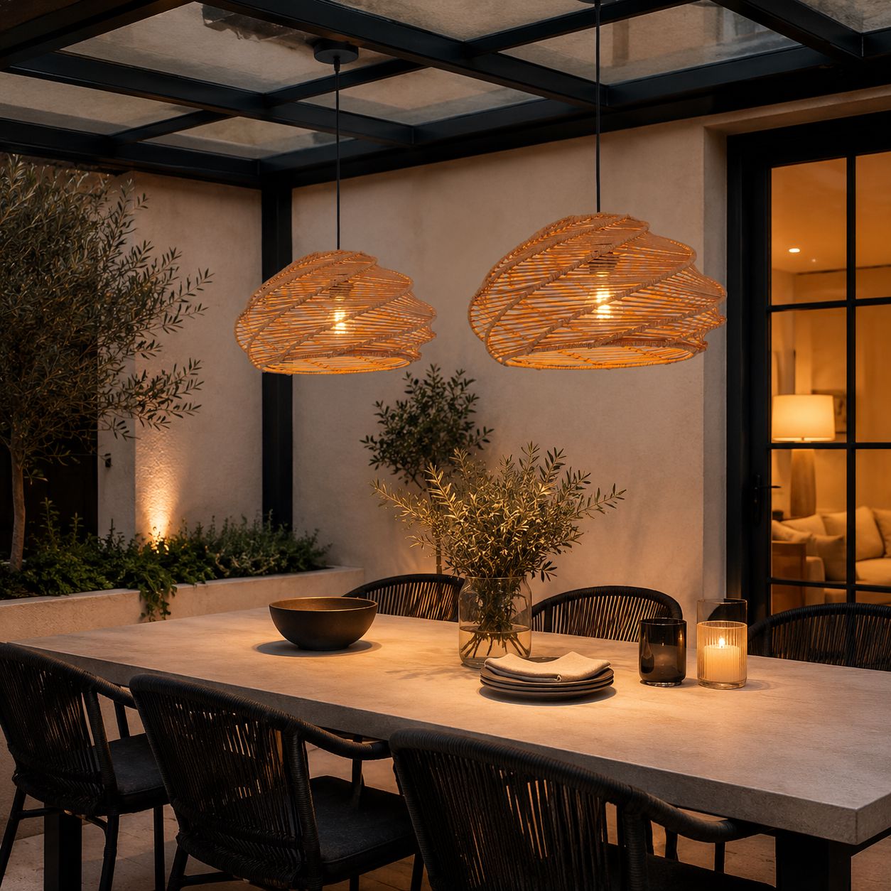 Lightsin Spiral Woven Rattan Pendant Light for Kitchen Island & Dining Room Lightsin UK 