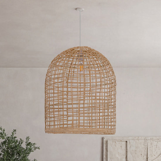 Lightsin Natural Cage Shape Rattan Pendant Light Lightsin UK 1 Unit 