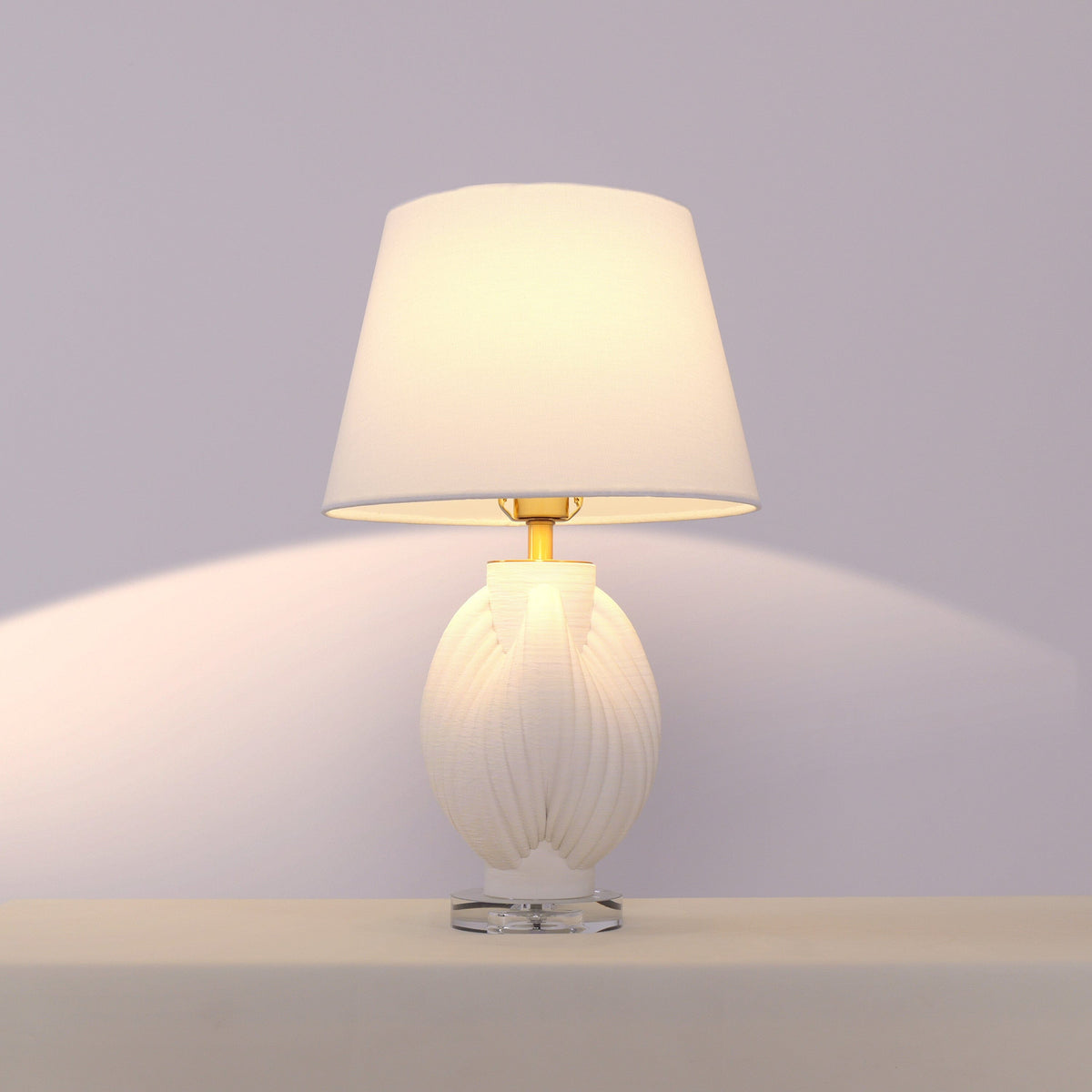 Lightsin 3D Pure White Pod Threaded Ceramic Table Lamp with Fabric Shade Lightsin UK
