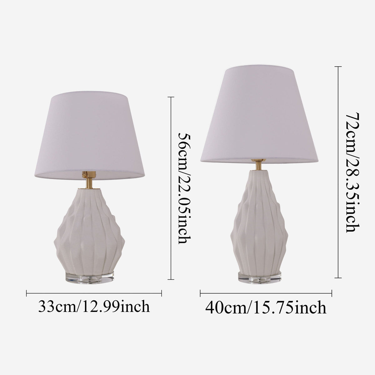 Lightsin 3D Pure White Polygonal Textured Ceramic Table Lamp with Fabric Shade Lightsin UK