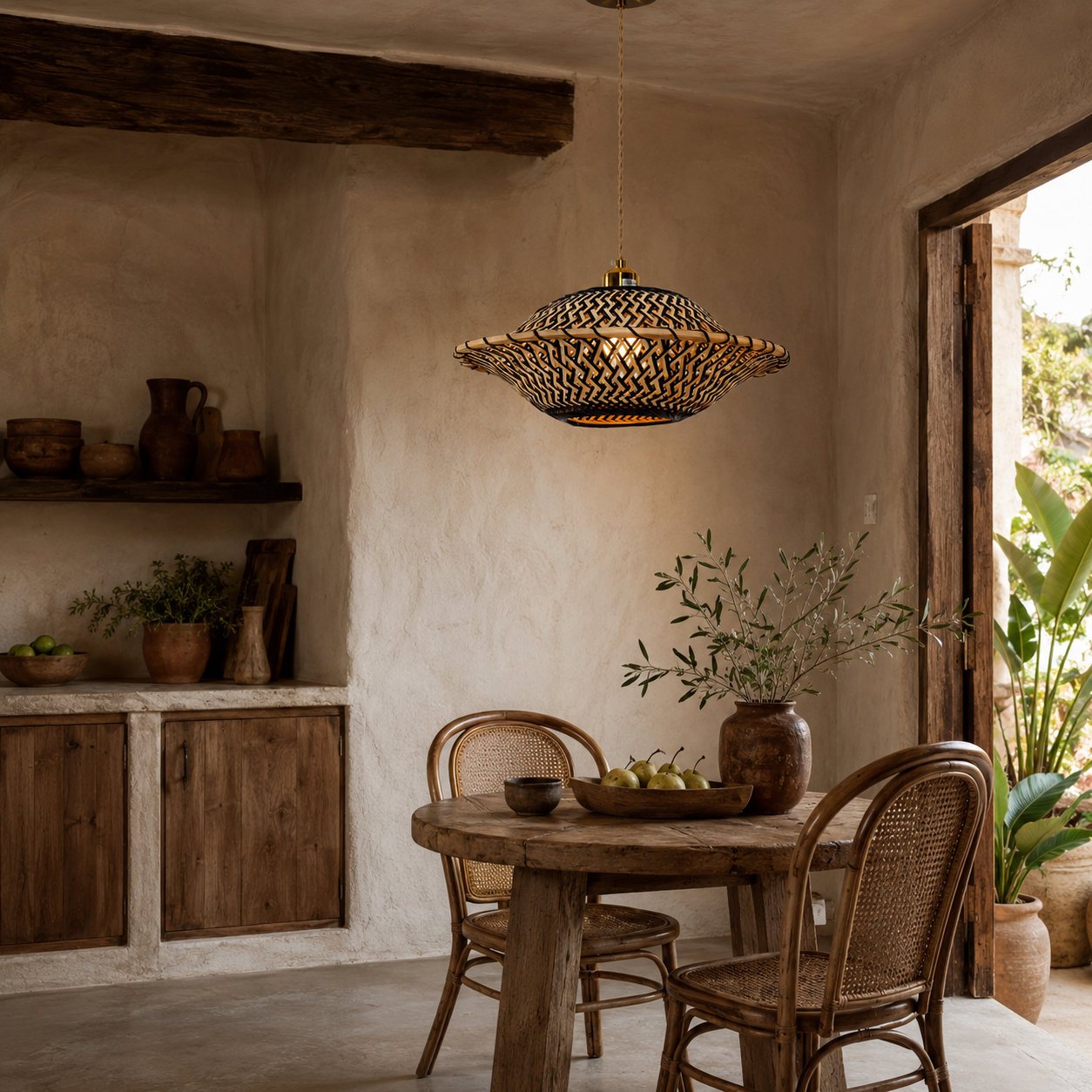 Handcrafted Elegant Natural Black Bamboo Pendant Light