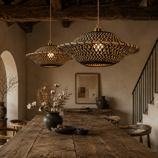 Handcrafted Elegant Natural Black Bamboo Pendant Light