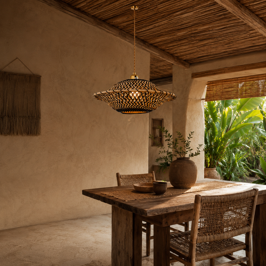 Handcrafted Elegant Natural Black Bamboo Pendant Light