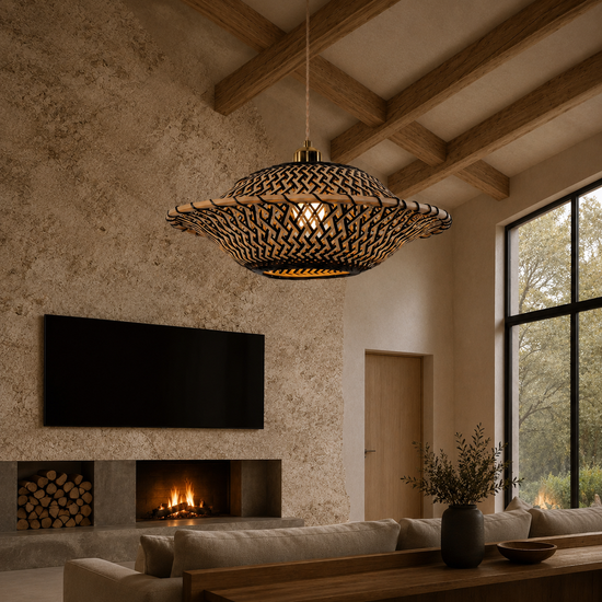 Handcrafted Elegant Natural Black Bamboo Pendant Light