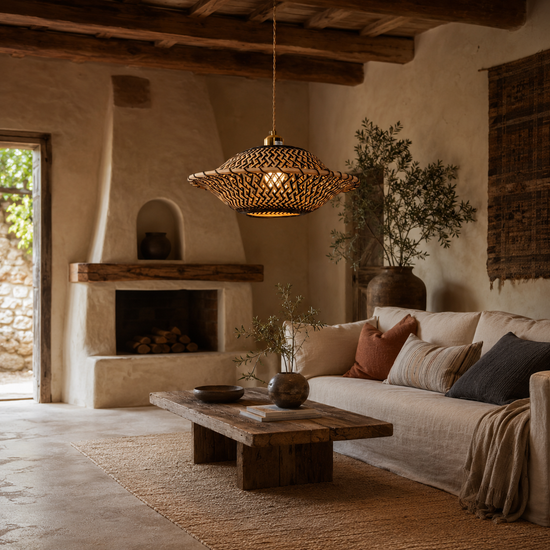Handcrafted Elegant Natural Black Bamboo Pendant Light
