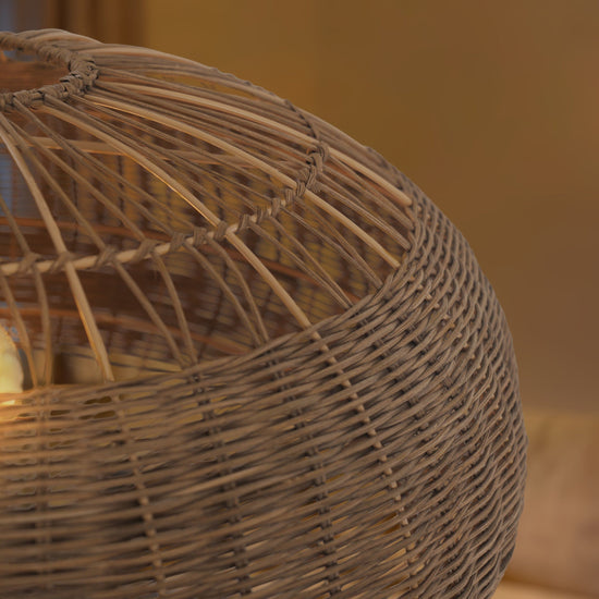 Lightsin Handcrafted Rattan Pendant Light in Flat Round Basket Shape Lightsin UK