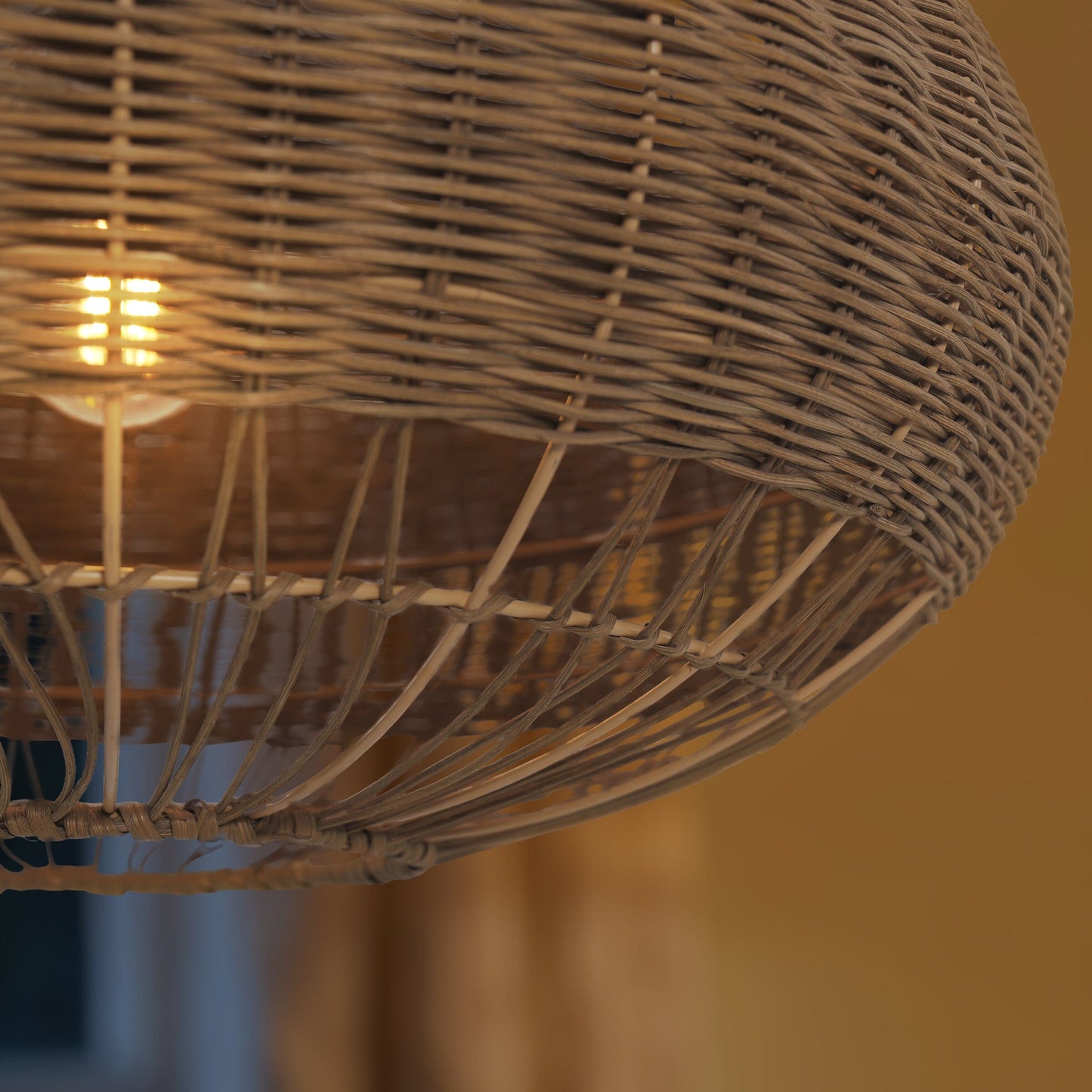 Lightsin Handcrafted Rattan Pendant Light in Flat Round Basket Shape Lightsin UK