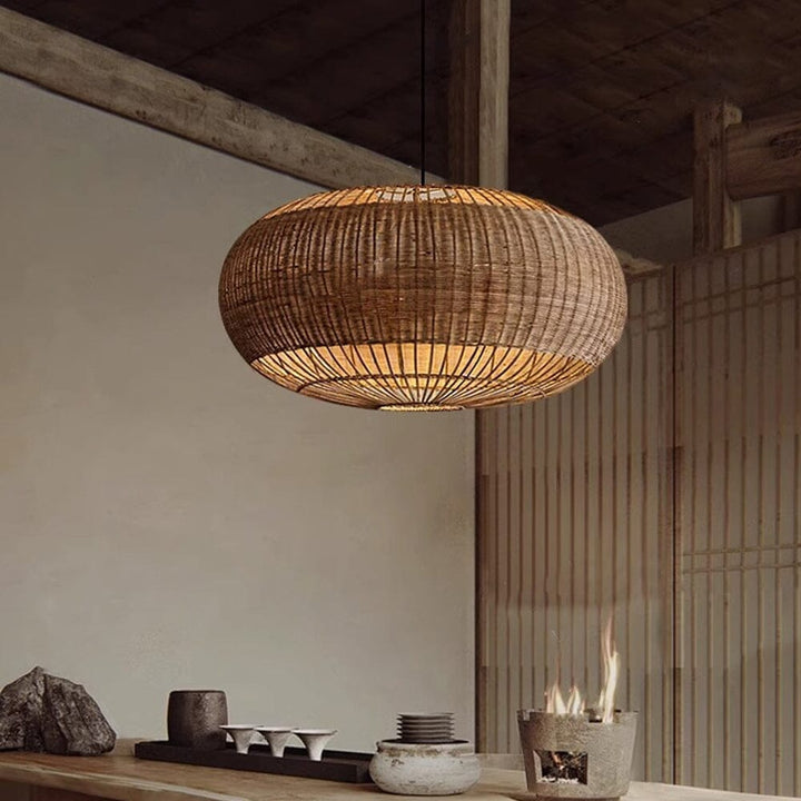 Lightsin Handcrafted Split Rattan Basket Pendant Light for Dining Room, Living Room Living and Home 50cm Dia×28cm H (Pre-Order) 1 Unit