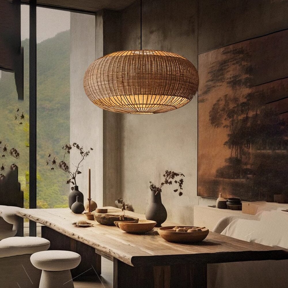 Lightsin Handcrafted Split Rattan Basket Pendant Light for Dining Room, Living Room Living and Home