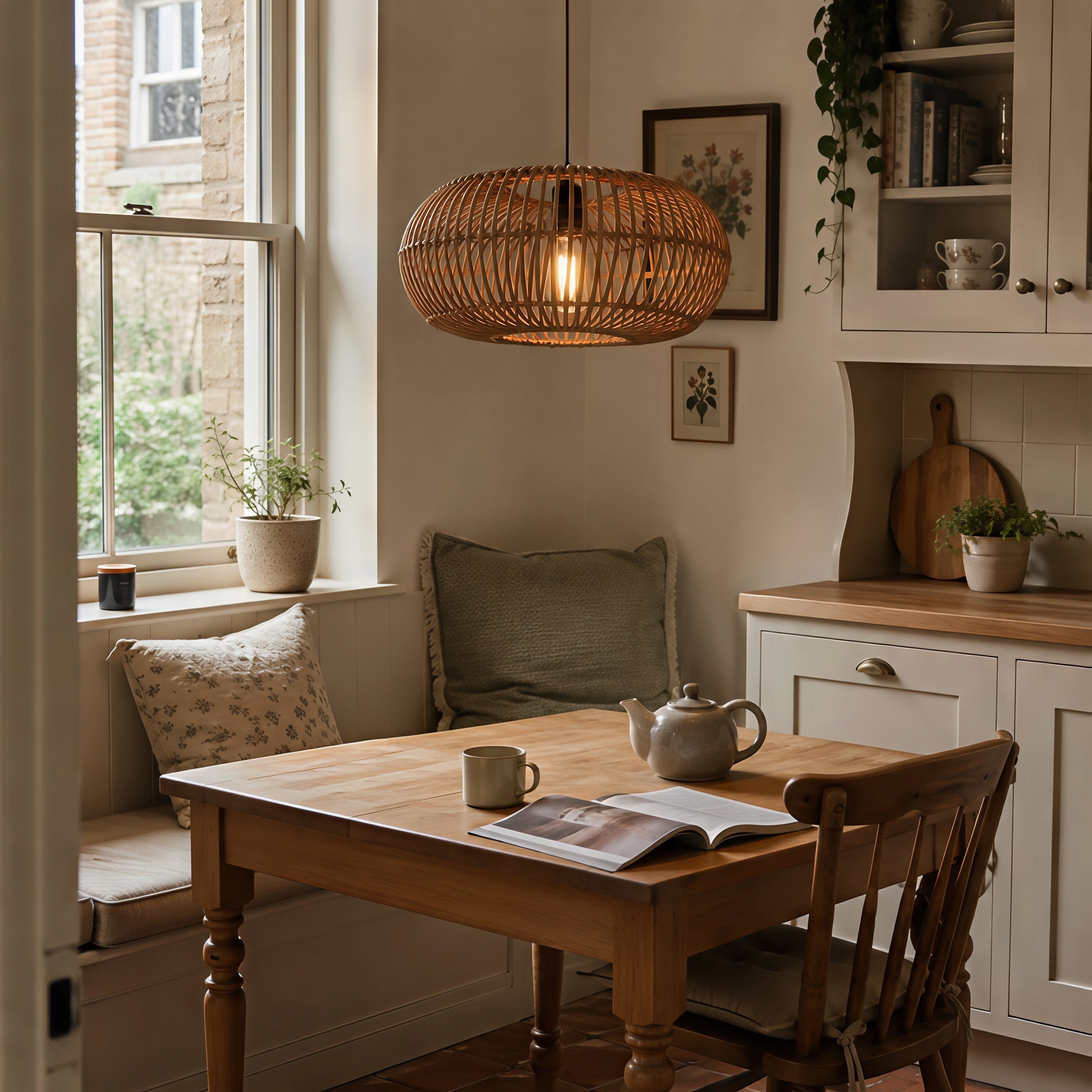 Natural Bamboo Woven Round Pendant Light for Warm Interiors