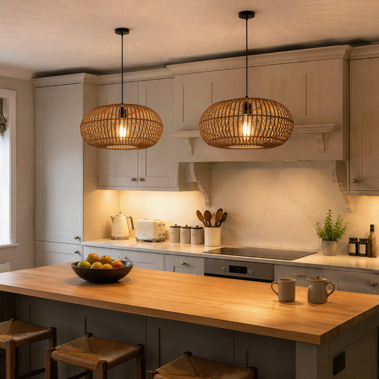 Natural Bamboo Woven Round Pendant Light for Warm Interiors