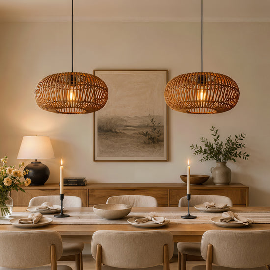 Natural Bamboo Woven Round Pendant Light for Warm Interiors