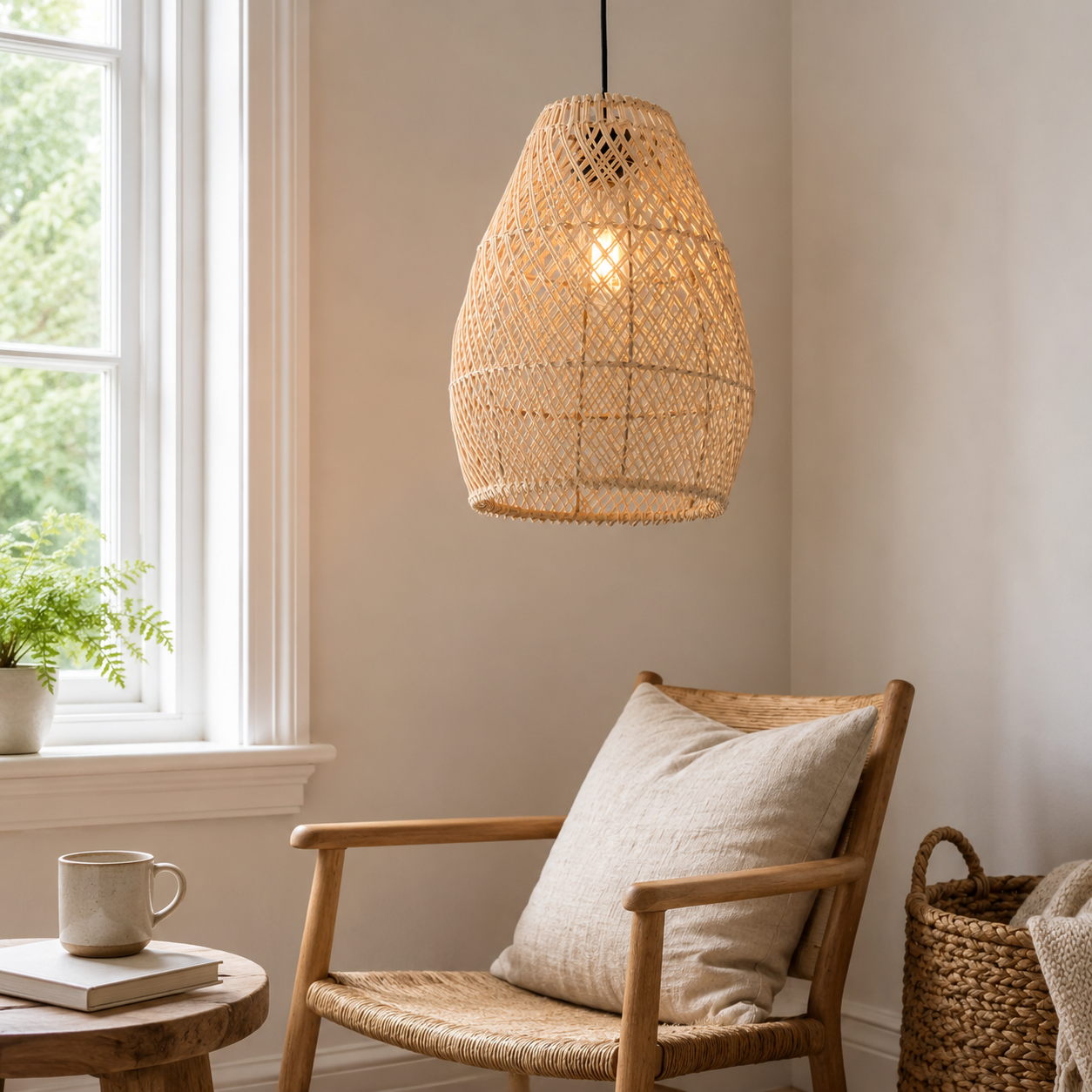 Eco-Friendly Rustic Rattan Pendant Light For Home Decor