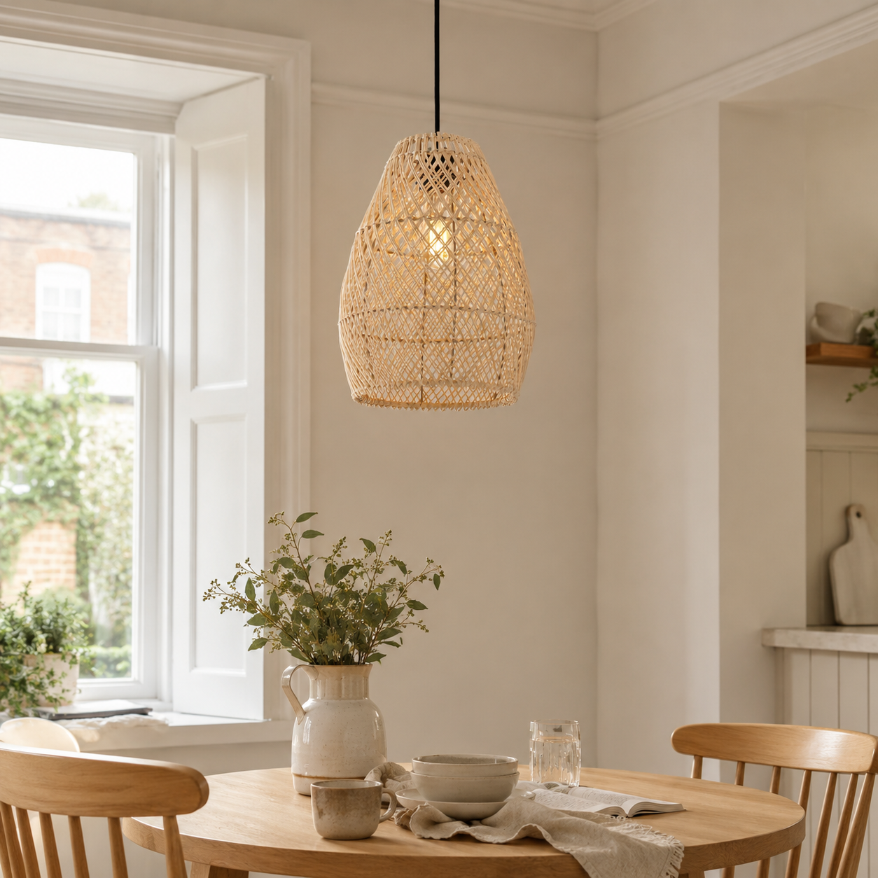 Eco-Friendly Rustic Rattan Pendant Light For Home Decor